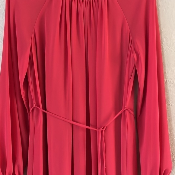 Vince Camuto Womens Orange Tie Lined Blouson Sleeve Dress gathered neck size 6 - Picture 3 of 16